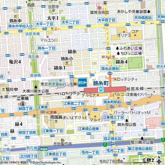 アルカキット錦糸町カードデスク付近の地図